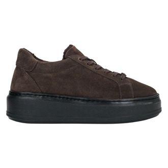 Estro & Luminara Velours Suede Sneakers met Voering van Nepbont - Dames - Schoenen - Bruin - Maat: 37 EU Velours