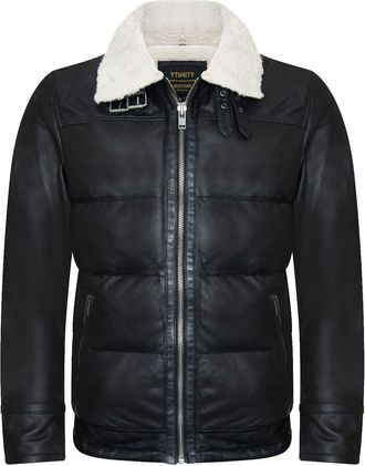 Infinity Leather Mens Leather Quilted Biker Puffer Jacket - Brasília