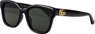 Gucci Emblem Zonnebril - unisex - Zonnebrillen - Zwart - 55 MM - Nylon - Accessoires