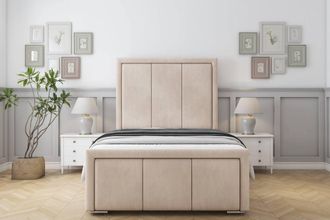 Sloomy Lancaster Naples Frame-Mattress - 50 Upholstered Headboard in Light Sand | Size: Small Single
