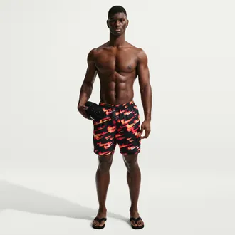 Nike Mens Swim Breaker 7 Brief-Lined Volley Short in Red | NESSG550-614