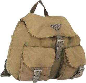 Prada Pre-owned Backpacks, female, Beige, Size: ONE SIZE Pre-owned Nylon Backpack