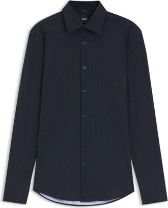 BOSS Slim-fit shirt in printed performance-stretch jersey