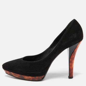 Casadei Black Suede Platform Pumps