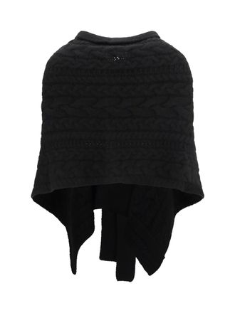 Ermanno Scervino Cable-Knit Cashmere Cape - Black