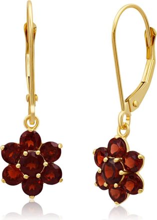 MAX + STONE Solid 14K Yellow or White Gold Gemstone Flower Shape Dangle Earrings