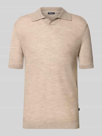 Maerz MAERZ Muenchen Slim Fit Poloshirt aus Schurwolle mit Strukturmuster in Beige, Gr&ouml;&szlig;e 50