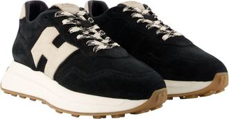 Hogan Womens H641 Allacciato H Patch Sneakers - Hogan Leather Black Calfskin Shoes