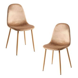 Regalos Miguel Regalos Miguel - Packs Sillas Comedor - Pack 2 Sillas Teok Terciopelo - Marr&oacute;n Claro