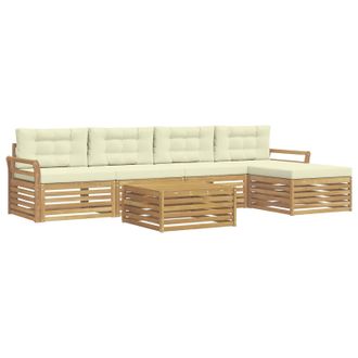 vidaXL Conjunto De Sof&aacute;s De Exterior 6 Uds. Blanco Y Crema Poli&eacute;ster Vidaxl