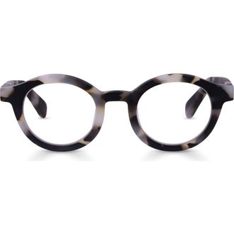 Eyebobs TV Party 41mm Round Blue Light Blocking Glasses in Matte Grey Tortoise at Nordstrom, Size +1.25