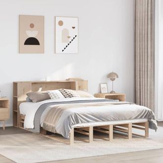 vidaXL Cama Con Estanter&iacute;a Sin Colch&oacute;n Madera Maciza 140x200 Cm Vidaxl