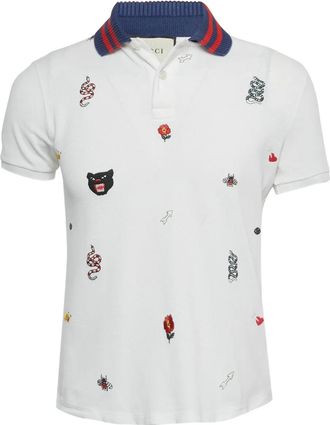 Gucci Polo con colletto ricamato - Bianco