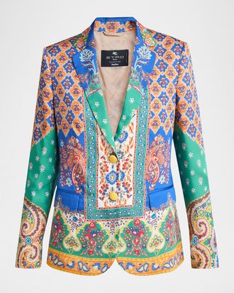 Etro Paisley-Print Single-Breasted Blazer