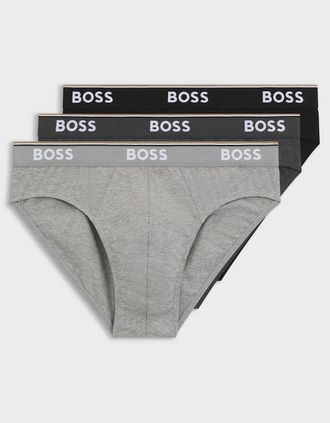 HUGO BOSS Mens BOSS Orange 3 Pack Mens Power Briefs - Open Grey 061 - Size: 37/36/32
