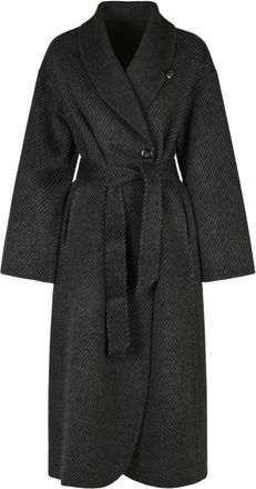 Emporio Armani Cappotto a righe in lana - - Coats - Donna - Grigio - S