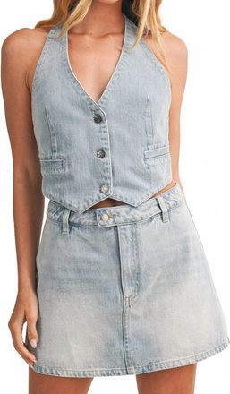 Mustard Seed Denim Halter Neck Vest In Light Blue