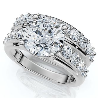 Pompeii3 Certified 2 1/2Ct Diamond Engagement Wedding Ring Set 14k Gold Lab Grown