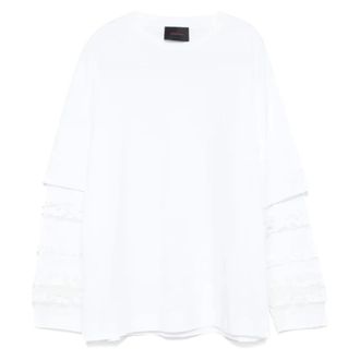 Simone Rocha Long Sleeve Tops, male, White, Size: L Layered Ruffle Frill LS T-Shirt