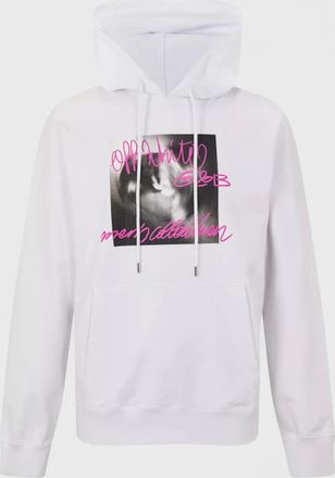 Off-white Mens Off-White Logo Print Hoodie White - Size: 44