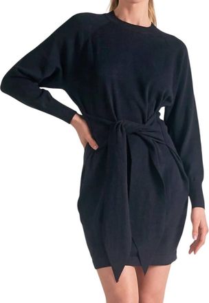 Elan Front Tie Sweater Dress In Black