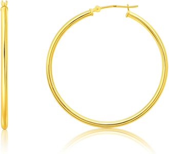 MAX + STONE 14k Yellow or White Gold 2mm Thick Tube Hoop Earrings 12MM to 50MM