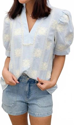Entro Powder Gingham Blouse In Blue