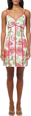 Adelyn Rae Fei Embroidered Contrast Scalloped Minidress in Ivory/Red at Nordstrom, Size X-Large