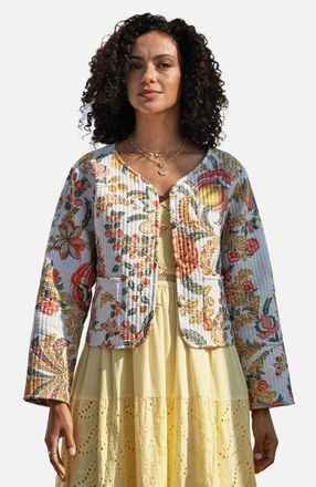 Yumi Boho Cotton Reversible Quilted Jacket in White at Nordstrom, Size 12