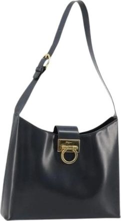Ferragamo Pre-owned Shoulder Bag - Dames - Vintage Schoudertas - Blauw - ONE Size - Leer - Vintage