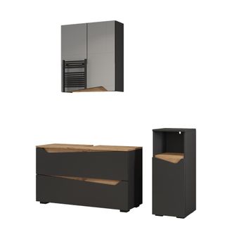 Vicco Conjunto De Muebles De Ba&ntilde;o De 3 Piezas Marelle, Antracita/roble Artesanal, 3 Partes, Vicco