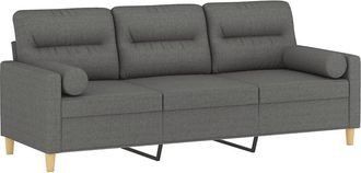vidaXL Vidaxl - Sof&aacute; De 3 Plazas Con Cojines Tela Gris Oscuro 180 Cm