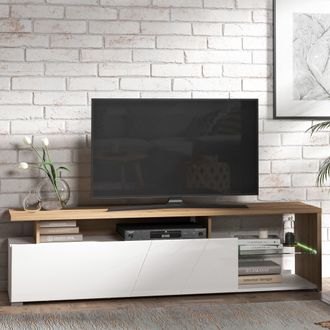 Dmora Mobile Porta Tv Induno, Cassetti, 3 Ripiani, Unanta, 170x41.5x46.5h Cm Bianco