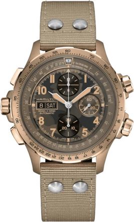 Hamilton Khaki Aviation X-Wind Auto Chrono Brown Dial Fabric Strap Mens Watch H77916920
