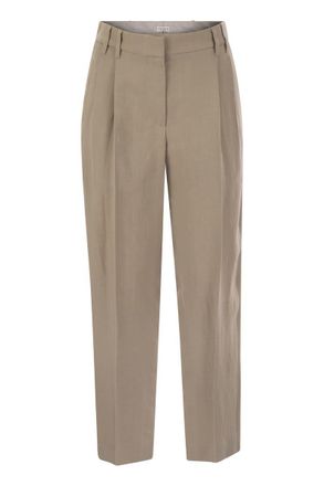 Brunello Cucinelli Brunello Cucinelli Womens Slouchy Trousers In Viscose And Linen Fluid Twill With Moniline - Sage Green - Size EU 46 (Womens)