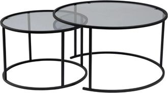 Calicosy Calicosy - Set di 2 tavolini rotondi impilabili con piano in vetro D80 cm - aurum