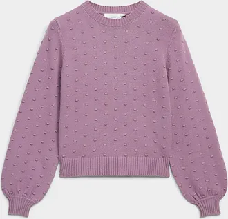 Contemporaine Womens Puff-sleeve pompom sweater