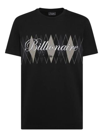 Billionaire Boys Club logo argyle-pattern T-shirt - men - Fabric - XXXL - Black