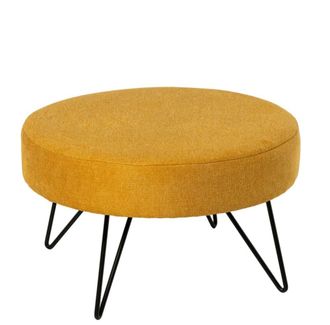 Koketto Home Puff redondo mostaza con patas de metal negro