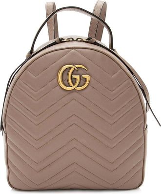Gucci Brown Matelasse Leather Gg Marmont Backpack (Authentic Pre-Loved)