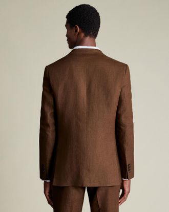 CHARLES TYRWHITT Pure Linen Jacket - Rust Size 36R by Charles Tyrwhitt