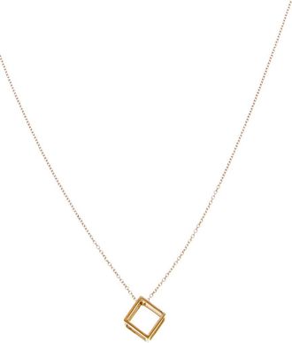 Italian Gold, Inc 10K 3D Cube Pendant Adjustable Necklace