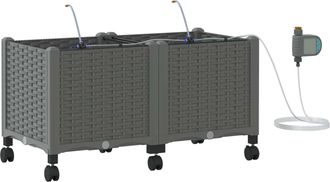 vidaXL Maceta De Jard&iacute;n Con Riego Y Ruedas 2 Uds. Gris Claro Pp Vidaxl