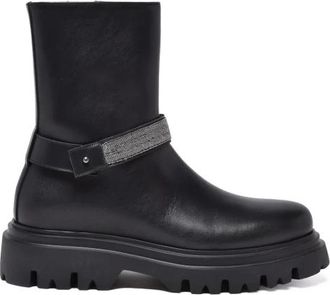 Fabiana Filippi Schoenen, Dames, Zwart, 40 EU, Leer, Biker Enkellaarzen
