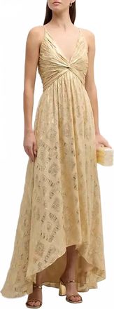 Ramy Brook Toby V-Neck Gown In Gold