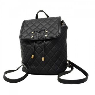 Chanel Black Grained Calfskin Backpack (Pre-Owned)