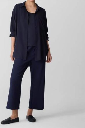 Eileen Fisher Classic Collar Long Shirt In Ink