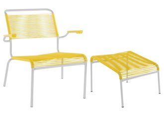 Schubiger M&ouml;bel Spaghetti-Lounger + Hocker S&auml;ntis mit Armlehnen