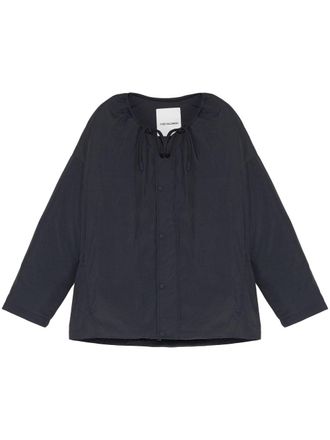 Yves Salomon drawstring-neck down jacket - Blue