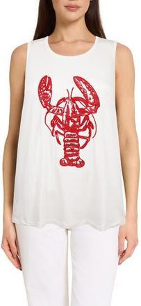 Caribbean Joe The Everyday Embroidered Lobster Tank in White Red at Nordstrom Rack, Size X-Large